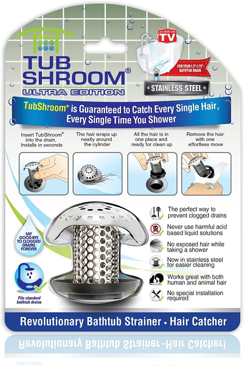 Bath |  Tubshroom Ultra Revolutionary Bath Tub Drain Protector Hair Catcher/Strainer/Snare, Stainless Steel Bath Bath