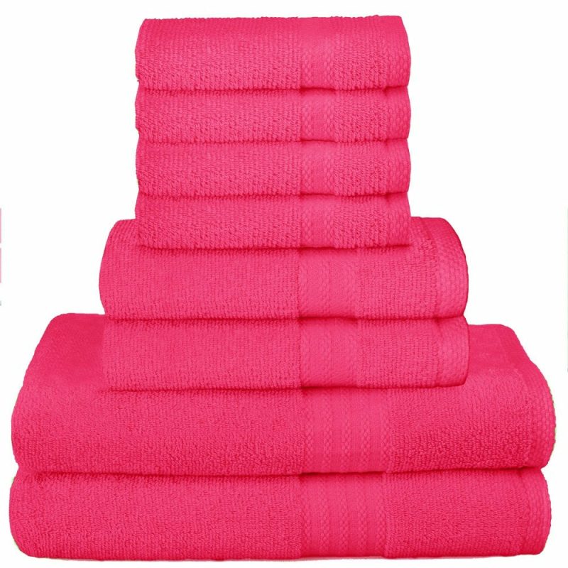 Bath |  Ultra Soft 8-Piece Towel Set – 100% Pure Ringspun Cotton, Contains 2 Oversized Bath Towels 27X54, 2 Hand Towels 16X28, 4 Wash Cloths 13X13 – Ideal For Everyday Use Bath Bath