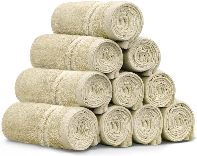 Bath |  Washcloths Set – 12" X 12" 100% Cotton Linen Face Towels Soft And High Absorbent Bathroom Towel, Kitchen Towel, And Gym Towel ,10 Pack Bath Bath