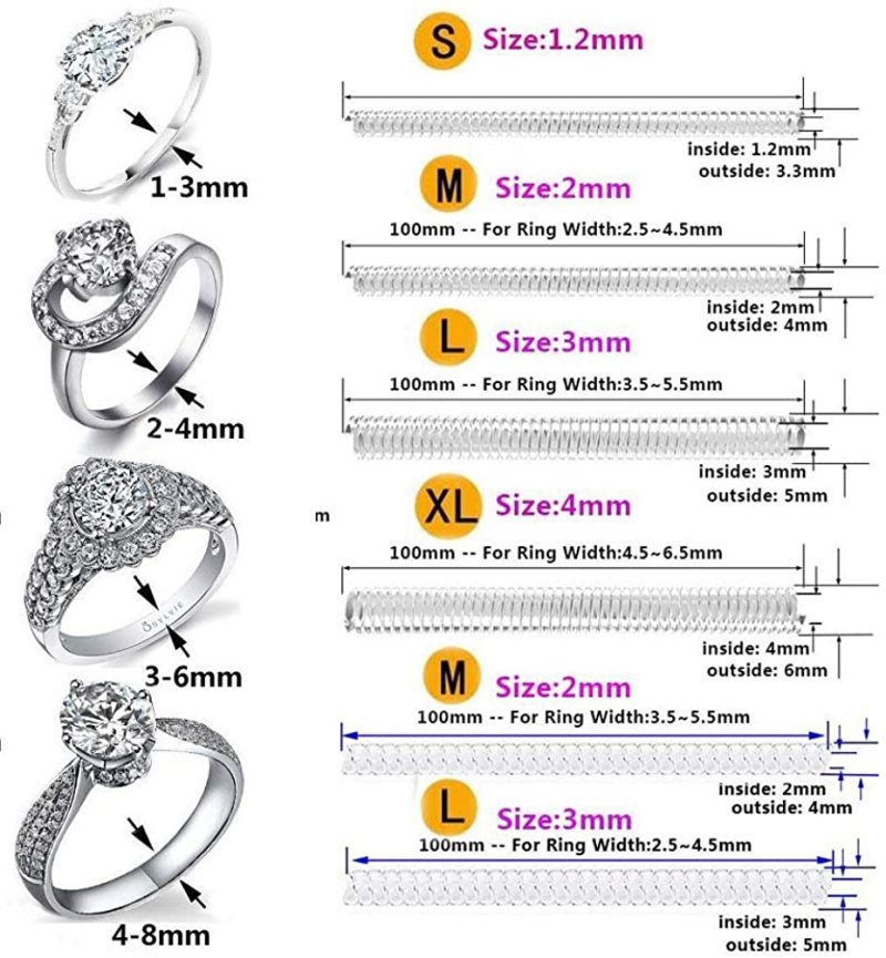 Beading & Jewelry Making |  2 Styles Invisible Ring Size Adjuster For Loose Rings – Ring Guard, Ring Sizer, 11 Sizes Fit For Man And Woman Ring Arts, Crafts & Sewing Beading & Jewelry Making