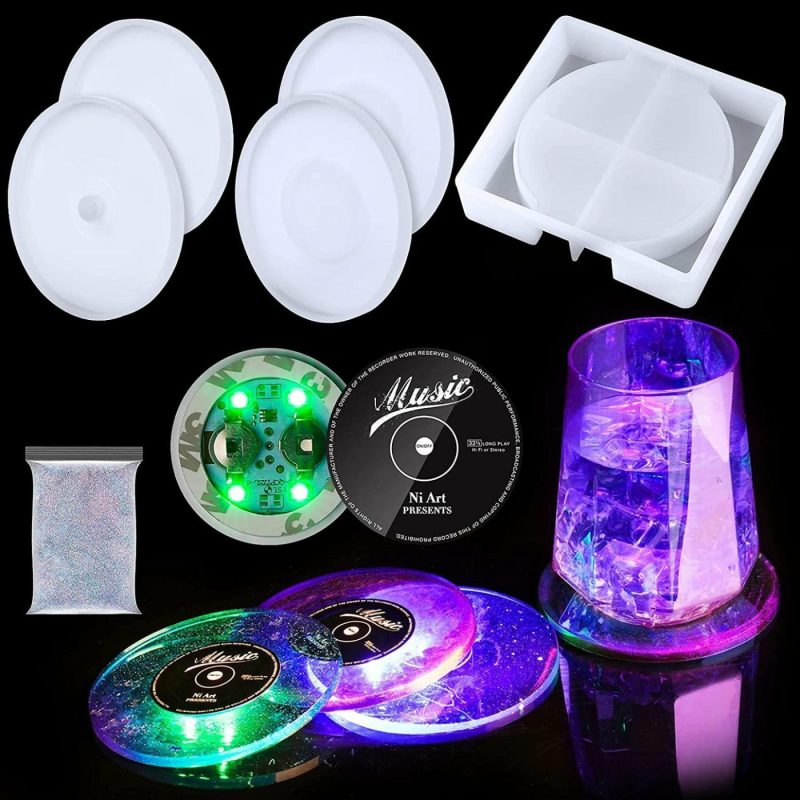 Beading & Jewelry Making |  6Pcs Diy Light Up Coaster Led Sticker Chips On/Off Button, Thin Disc 8 Flashing Modes Party Drink Bar Cup Holder Glow-In-The-Dark Bottle Glorifier Holiday Wedding Art Home Decor Ornament Gifts Arts, Crafts & Sewing Accessory - Led Chips