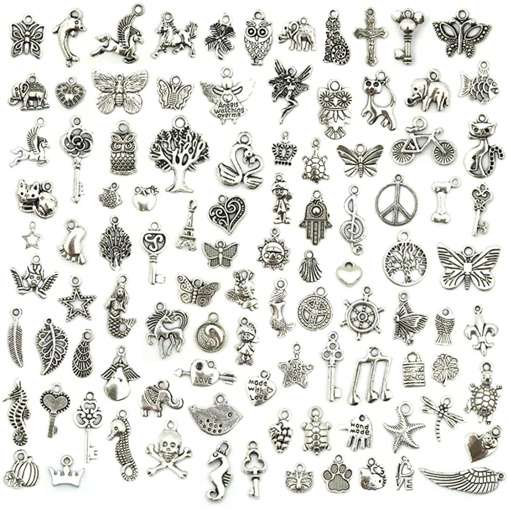 Beading & Jewelry Making |  Wholesale Bulk Lots Jewelry Making Silver Charms Mixed Smooth Tibetan Silver Metal Charms Pendants Diy For Necklace Bracelet Jewelry Making And Crafting, Jialeey 100 Pcs Arts, Crafts & Sewing Beading & Jewelry Making