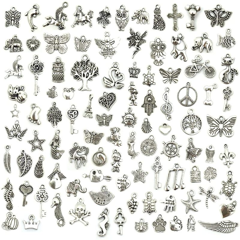 Beading & Jewelry Making |  Wholesale Bulk Lots Jewelry Making Silver Charms Mixed Smooth Tibetan Silver Metal Charms Pendants Diy For Necklace Bracelet Jewelry Making And Crafting, Jialeey 100 Pcs Arts, Crafts & Sewing Beading & Jewelry Making