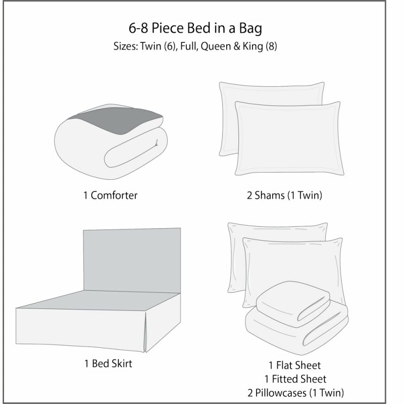 Bedding |  6 Piece Bed In A Bag Comforter Set With Sheets Bedding Bedding