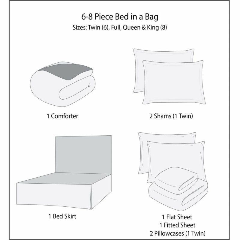 Bedding |  8 Piece Bed In A Bag Comforter Set With Sheets Bedding Bedding