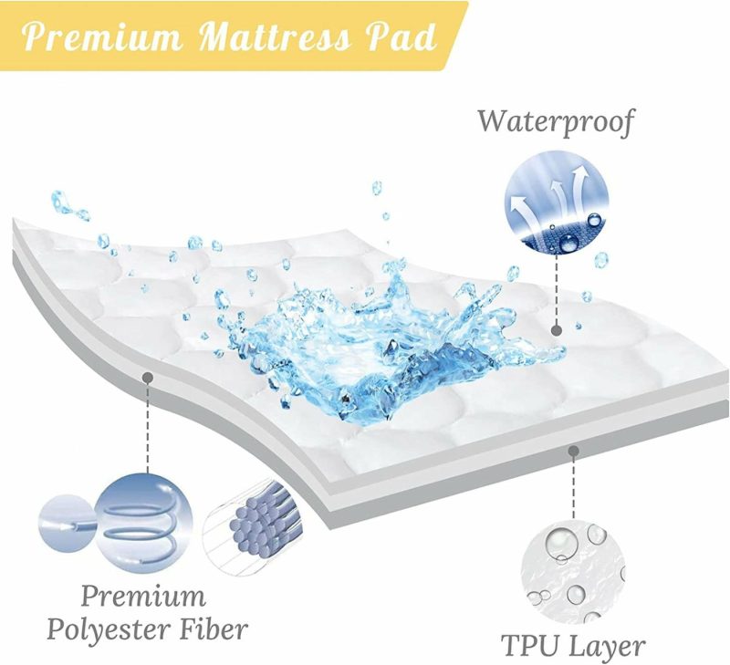 Bedding |  Ayolkhill 100% Waterproof Mattress Pad Queen Size,Breathable Quilted Fitted Fiber Mattress Cover Noiseless,Washable Cooling Mattress Pad With 14-21" Stretchable Deep Pocket Bedding Ayolkhill