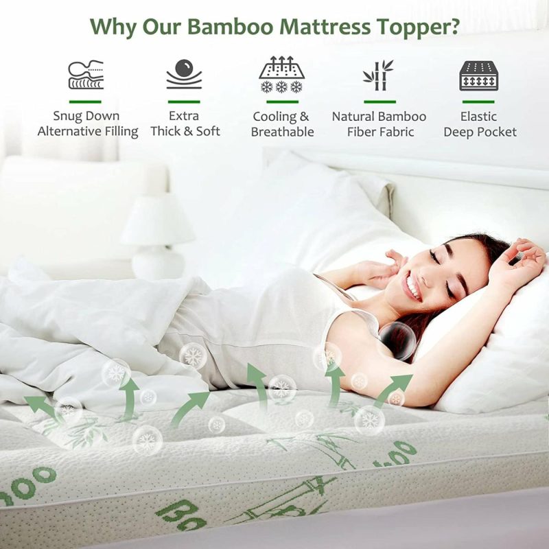 Bedding |  Bamboo Mattress Topper Queen Size With 8-21" Deep Pocket Mattress Pad For Back Pain Pillow Top Mattress Cooling Cover Quilted Mattress Protector With Down Alternative Fill (60X80) Bedding Bedding