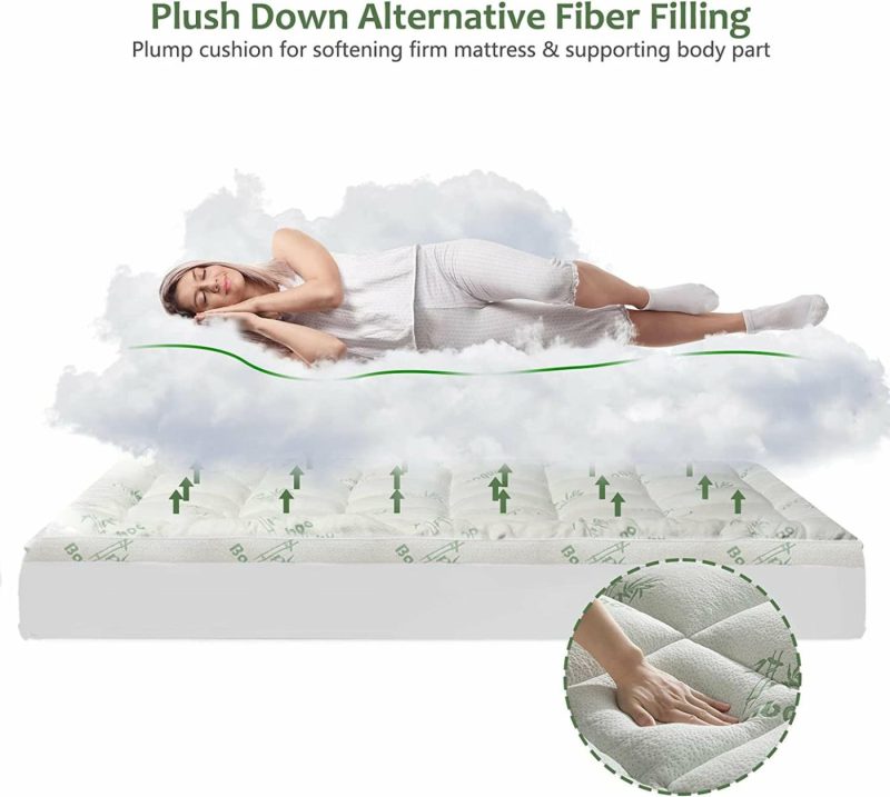 Bedding |  Bamboo Mattress Topper Queen Size With 8-21" Deep Pocket Mattress Pad For Back Pain Pillow Top Mattress Cooling Cover Quilted Mattress Protector With Down Alternative Fill (60X80) Bedding Bedding