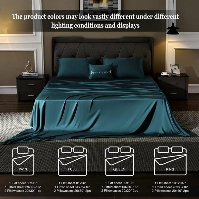 Bedding |  Bamboo Sheet Set Soft Silky Cooling Bed Sheet Set 4 Piece Lightweight Anti-Pilling Cool Wrinkle Free With 16" Extra Deep Pocket Bedding Bedding