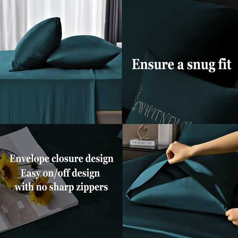 Bedding |  Bamboo Sheet Set Soft Silky Cooling Bed Sheet Set 4 Piece Lightweight Anti-Pilling Cool Wrinkle Free With 16" Extra Deep Pocket Bedding Bedding