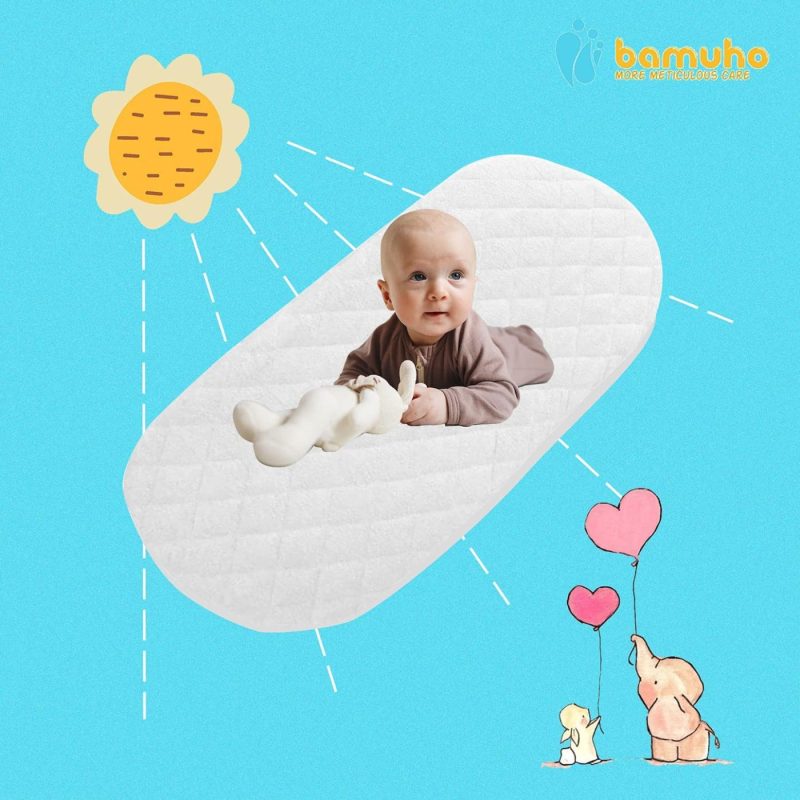 Bedding |  Bamuho 2 Pack Waterproof Halo Bassinet Mattress Pad Cover/Protector Fit Hourglass Swivel Sleeper Mattress Pad, Comfortable And Soft Bamboo Fabric，White Bedding Bamuho