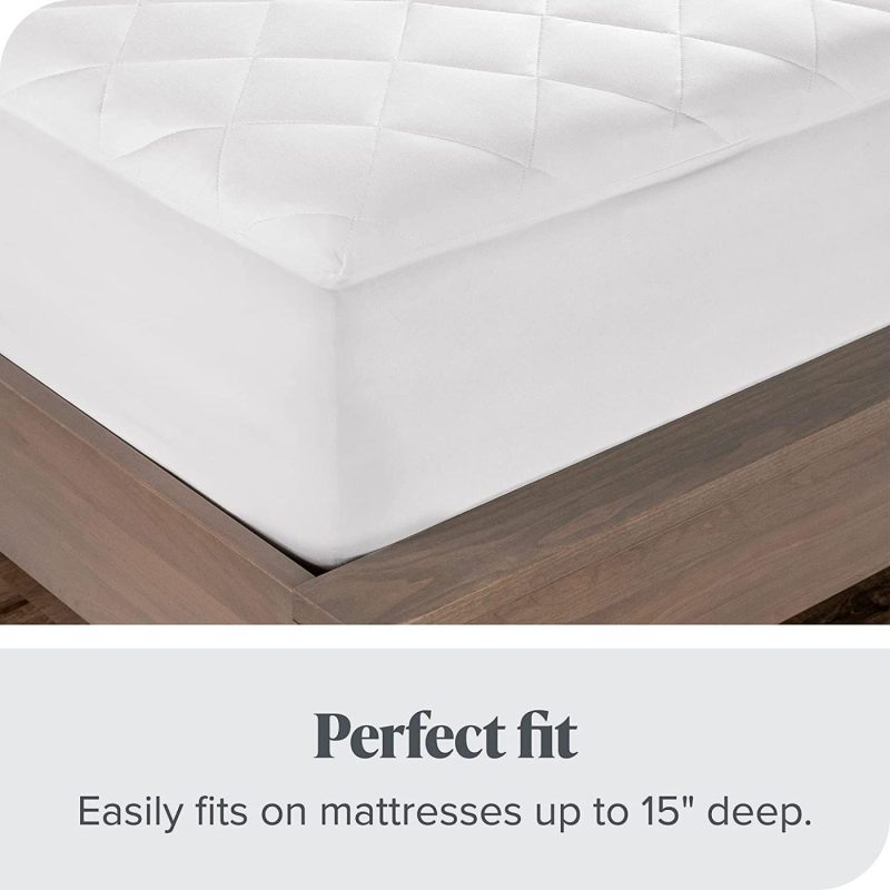 Bedding |  Bare Home Quilted Fitted Mattress Pad (Full) – Cooling Mattress Topper – Easily Washable – Elastic Fitted Mattress Cover – Stretch-To-Fit Up To 15 Inches Deep (Full) Bedding Bare Home