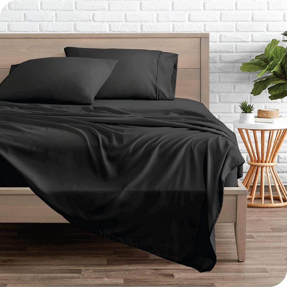 Bedding |  Bare Home Split King Sheet Set – 1800 Ultra-Soft Microfiber Split King Bed Sheets – Double Brushed – Split King Sheets Set – Deep Pocket – Bedding Sheets & Pillowcases (Split King, Black) Bedding Bare Home