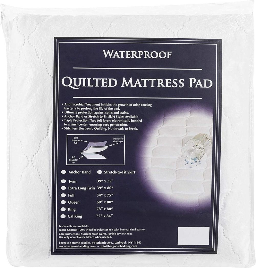 Bedding |  Bargoose Home Textiles, Inc. Quilted Waterproof Mattress Pad, 3-Ply With Anchor Bands, White (California King) Bedding BARGOOSE HOME TEXTILES, INC.