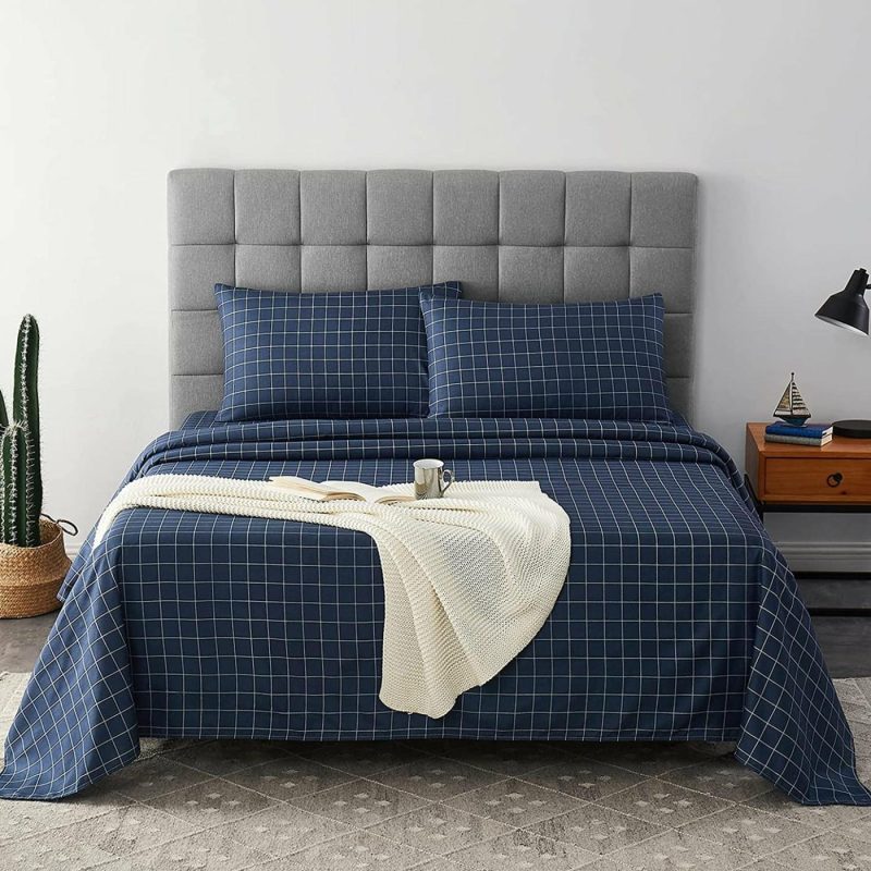 Bedding |  Bct Sheet Sets Extra Soft Breathable & Cooling Plaid Sheets, Wrinkle Free, Fade Resistant 100% Brushed Microfiber Sheets Set Fit Up To 16-Inch Deep Pocket Mattress Bedding baceight