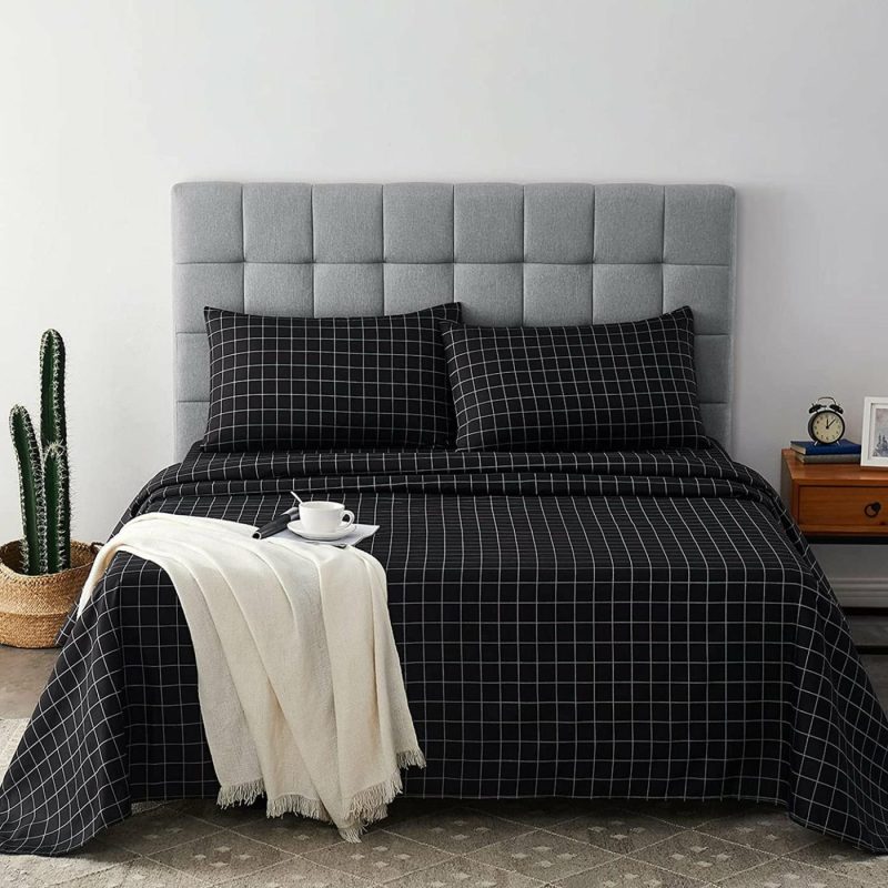 Bedding |  Bct Sheet Sets Extra Soft Breathable & Cooling Plaid Sheets, Wrinkle Free, Fade Resistant 100% Brushed Microfiber Sheets Set Fit Up To 16-Inch Deep Pocket Mattress Bedding baceight