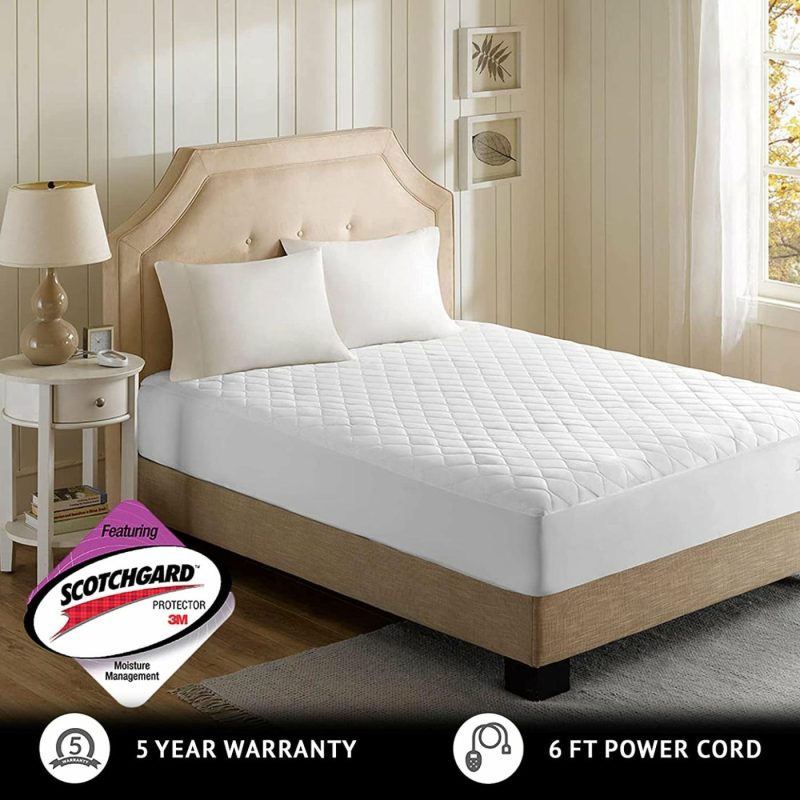 Bedding |  Beautyrest 3M Scotchgard Heated Mattress Pad – Electric Bed Warmer With 5 Heat Settings, 10 Hr Auto Shut Off Timer, All Around Elastic Deep Pocket, Ul Certified, Machine Washable, White Twin Xl Bedding Beautyrest