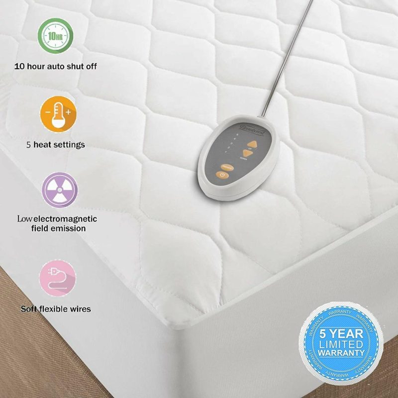 Bedding |  Beautyrest 3M Scotchgard Heated Mattress Pad – Electric Bed Warmer With 5 Heat Settings, 10 Hr Auto Shut Off Timer, All Around Elastic Deep Pocket, Ul Certified, Machine Washable, White Twin Xl Bedding Beautyrest