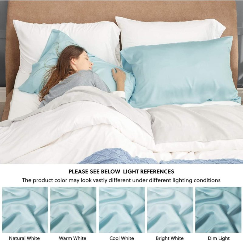 Bedding |  Bedsure Bamboo Pillow Cases Queen Size Set Of 2 – Aqua Blue Cooling Pillowcases 2 Pack With Envelope Closure, Cool And Breathable Pillow Case, 20X30 Inches Bedding Aqua Blue