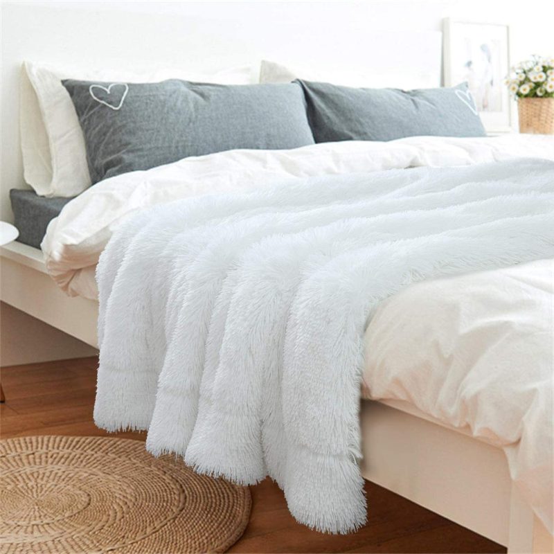 Bedding |  Benron Plush Throw Blankets, Super Soft Shaggy Fuzzy Sherpa Blankets, Cozy Warm Lightweight Fluffy Faux Fur Blankets For Bed Couch Sofa Photo Props Home Decor, Washable 50”X60” White Bedding Bedding