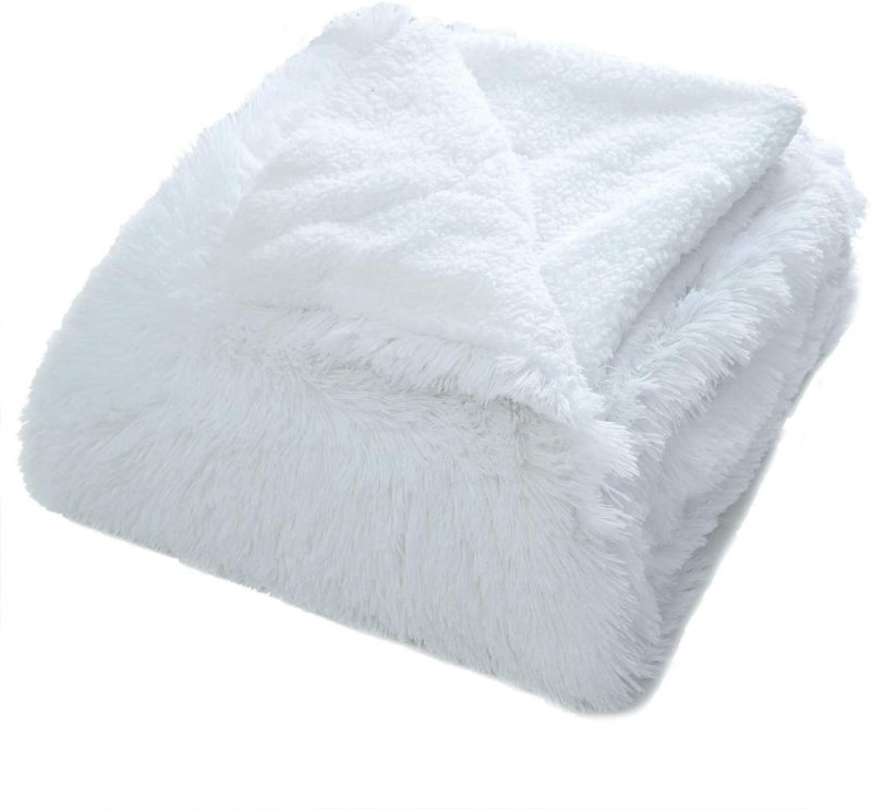 Bedding |  Benron Plush Throw Blankets, Super Soft Shaggy Fuzzy Sherpa Blankets, Cozy Warm Lightweight Fluffy Faux Fur Blankets For Bed Couch Sofa Photo Props Home Decor, Washable 50”X60” White Bedding Bedding