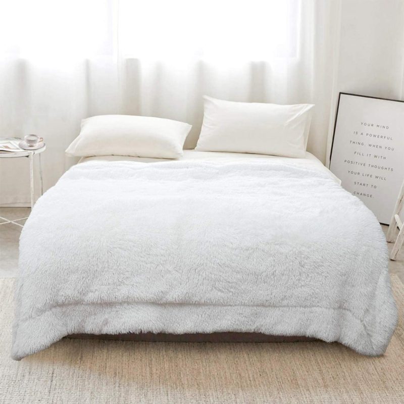 Bedding |  Benron Plush Throw Blankets, Super Soft Shaggy Fuzzy Sherpa Blankets, Cozy Warm Lightweight Fluffy Faux Fur Blankets For Bed Couch Sofa Photo Props Home Decor, Washable 50”X60” White Bedding Bedding