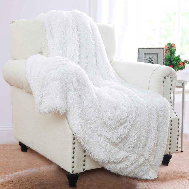 Bedding |  Benron Plush Throw Blankets, Super Soft Shaggy Fuzzy Sherpa Blankets, Cozy Warm Lightweight Fluffy Faux Fur Blankets For Bed Couch Sofa Photo Props Home Decor, Washable 50”X60” White Bedding Bedding