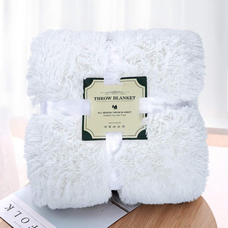 Bedding |  Benron Plush Throw Blankets, Super Soft Shaggy Fuzzy Sherpa Blankets, Cozy Warm Lightweight Fluffy Faux Fur Blankets For Bed Couch Sofa Photo Props Home Decor, Washable 50”X60” White Bedding Bedding