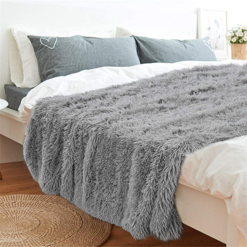 Bedding |  Benron Plush Throw Blankets, Super Soft Shaggy Fuzzy Sherpa Blankets, Cozy Warm Lightweight Fluffy Faux Fur Blankets For Bed Couch Sofa Photo Props Home Decor, Washable 50”X60” White Bedding Bedding