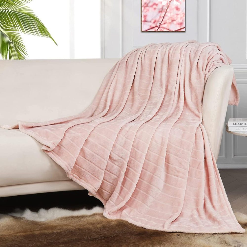 Bedding |  Bertte Plush Throw Blanket Super Soft Fuzzy Warm Blanket | 330 Gsm Lightweight Fluffy Cozy Luxury Decorative Stripe Blanket For Bed Couch Bedding Bedding