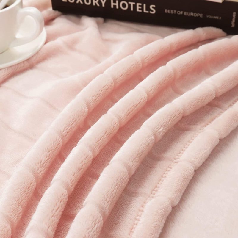 Bedding |  Bertte Plush Throw Blanket Super Soft Fuzzy Warm Blanket | 330 Gsm Lightweight Fluffy Cozy Luxury Decorative Stripe Blanket For Bed Couch Bedding Bedding