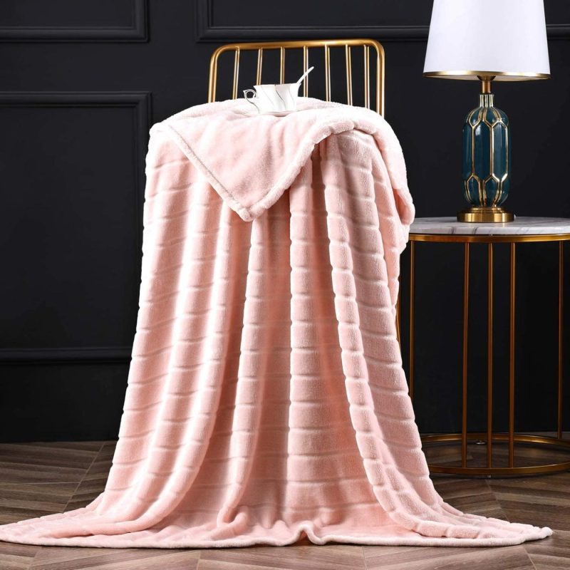 Bedding |  Bertte Plush Throw Blanket Super Soft Fuzzy Warm Blanket | 330 Gsm Lightweight Fluffy Cozy Luxury Decorative Stripe Blanket For Bed Couch Bedding Bedding