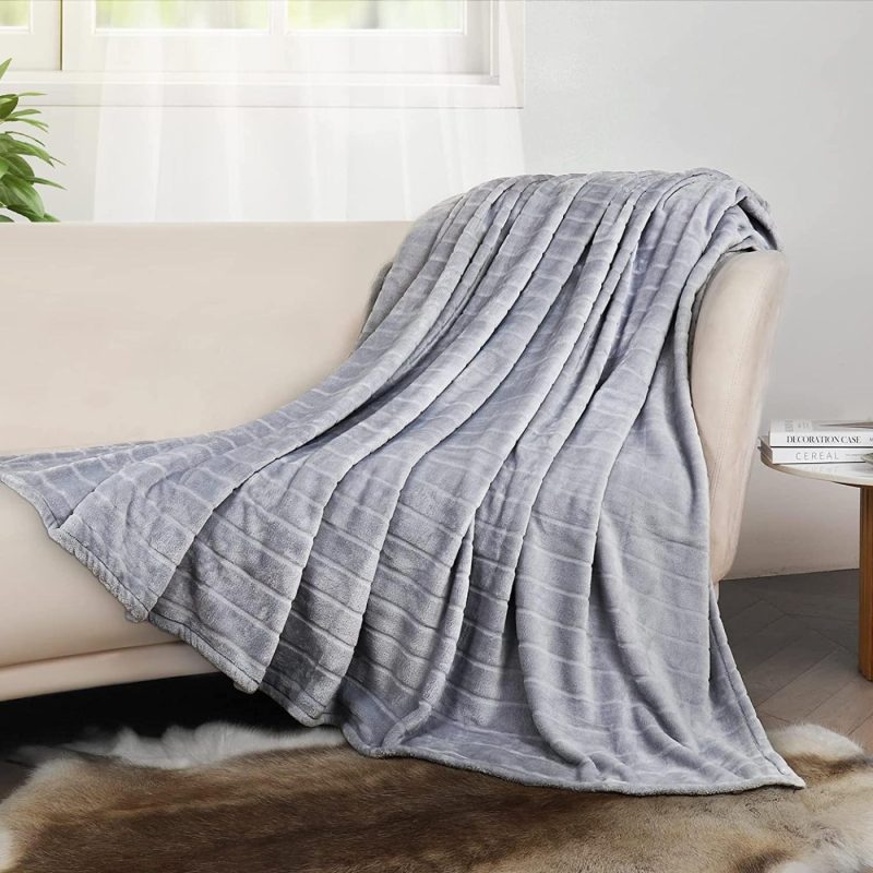 Bedding |  Bertte Plush Throw Blanket Super Soft Fuzzy Warm Blanket | 330 Gsm Lightweight Fluffy Cozy Luxury Decorative Stripe Blanket For Bed Couch Bedding Bedding