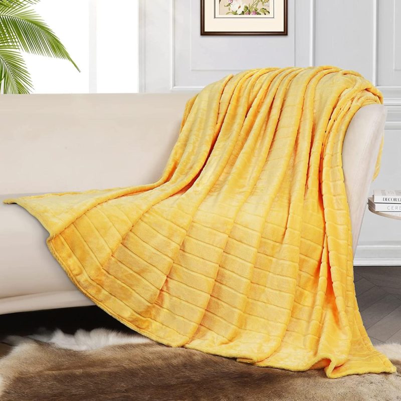 Bedding |  Bertte Plush Throw Blanket Super Soft Fuzzy Warm Blanket | 330 Gsm Lightweight Fluffy Cozy Luxury Decorative Stripe Blanket For Bed Couch Bedding Bedding