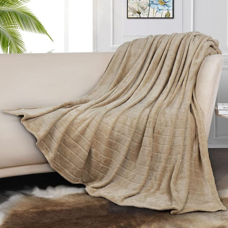 Bedding |  Bertte Plush Throw Blanket Super Soft Fuzzy Warm Blanket | 330 Gsm Lightweight Fluffy Cozy Luxury Decorative Stripe Blanket For Bed Couch Bedding Bedding