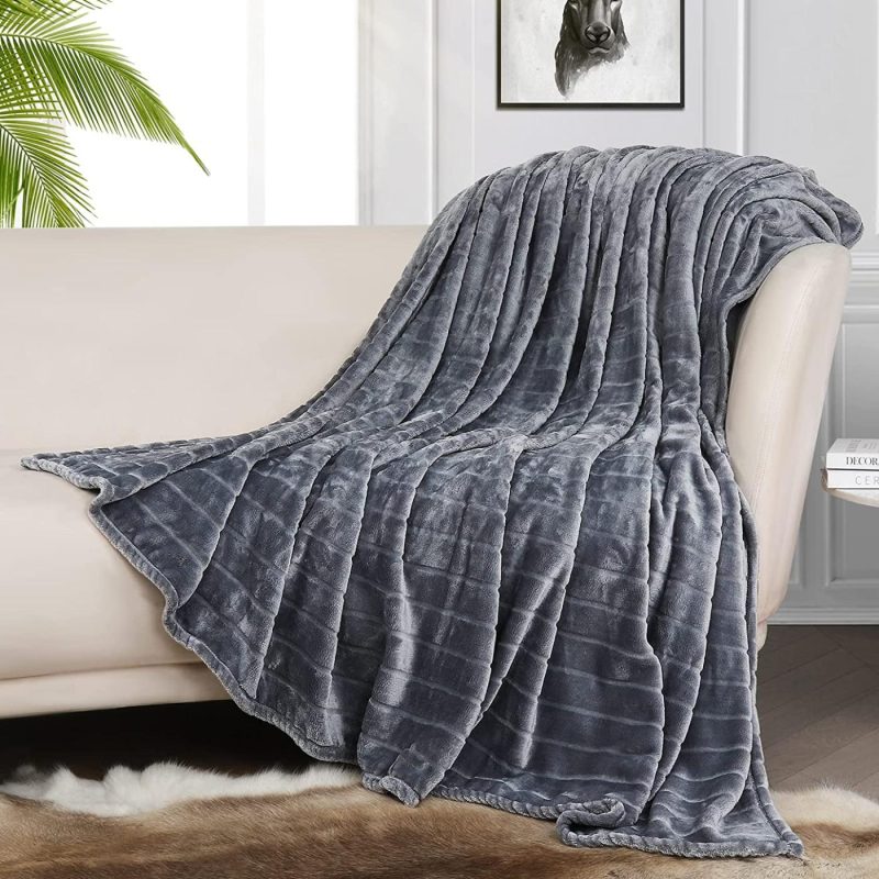 Bedding |  Bertte Plush Throw Blanket Super Soft Fuzzy Warm Blanket | 330 Gsm Lightweight Fluffy Cozy Luxury Decorative Stripe Blanket For Bed Couch Bedding Bedding