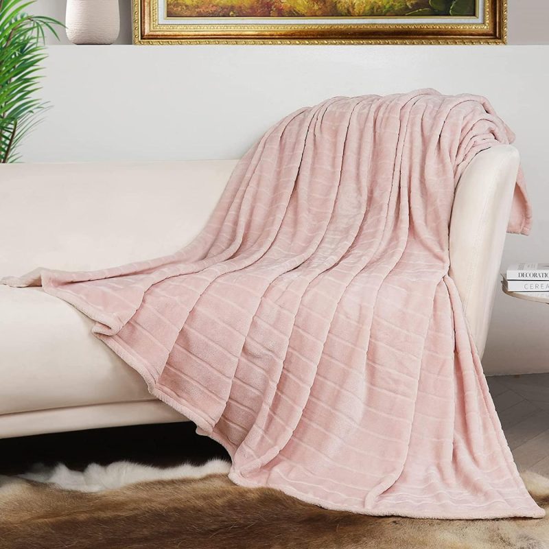 Bedding |  Bertte Plush Throw Blanket Super Soft Fuzzy Warm Blanket | 330 Gsm Lightweight Fluffy Cozy Luxury Decorative Stripe Blanket For Bed Couch Bedding Bedding