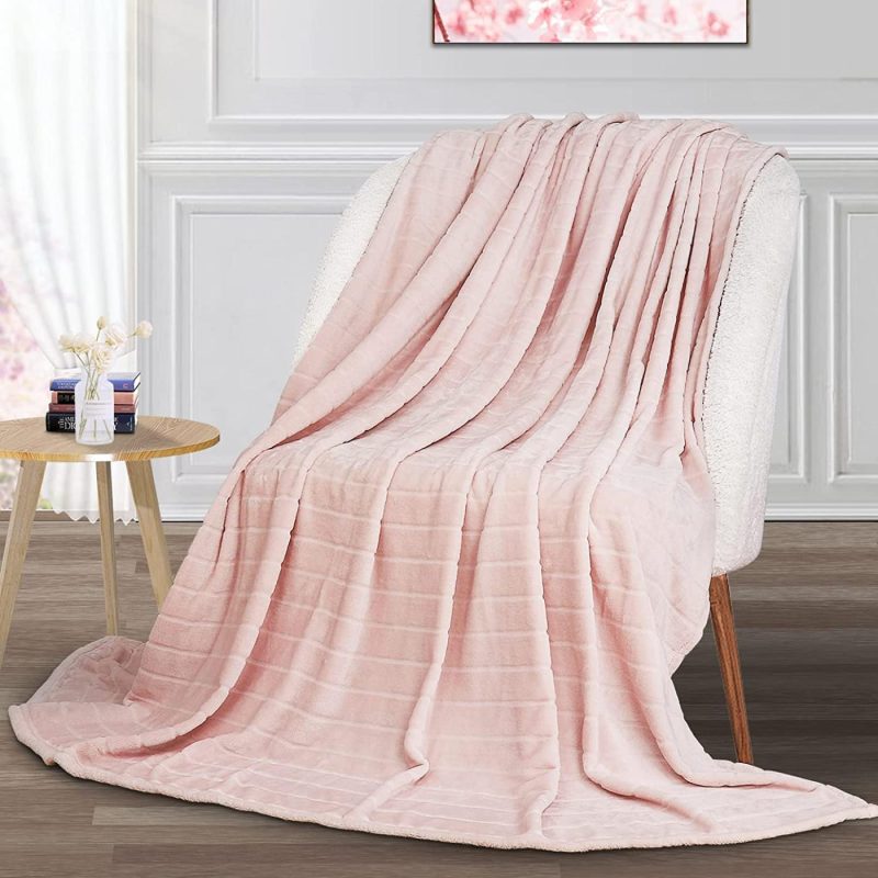 Bedding |  Bertte Plush Throw Blanket Super Soft Fuzzy Warm Blanket | 330 Gsm Lightweight Fluffy Cozy Luxury Decorative Stripe Blanket For Bed Couch Bedding Bedding