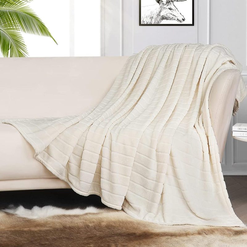 Bedding |  Bertte Plush Throw Blanket Super Soft Fuzzy Warm Blanket | 330 Gsm Lightweight Fluffy Cozy Luxury Decorative Stripe Blanket For Bed Couch Bedding Bedding