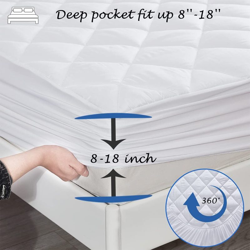 Bedding |  Bioeartha Bedding Quilted Fitted Mattress Pad, Twin Size Mattress Topper Deep Pocket, Breathable Fluffy Soft Mattress Protector Stretches Up To 8”-18” Deep, Machine Washable Mattress Cover Bedding Bedding