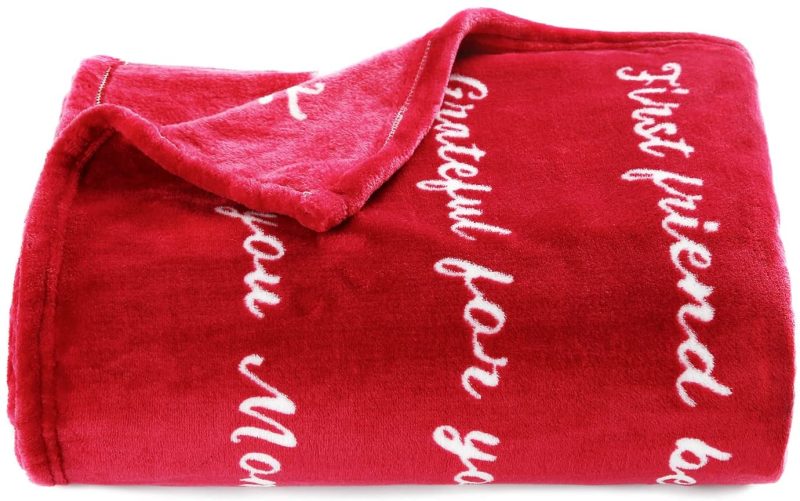 Bedding |  Blanket For Mom, Best Mom Ever Gift Blanket, Mom Gifts From Daughter Son Husband For Birthday, Mothers Day, Christmas, Valentines Day (Red, Throw) Bedding Bedding