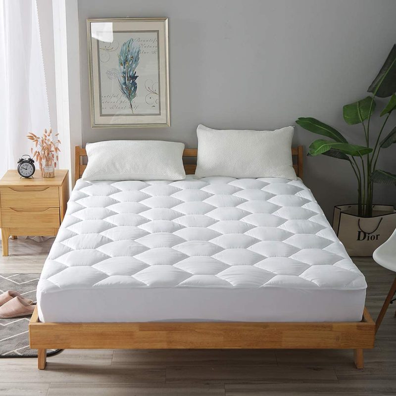 Bedding |  Cal King Mattress Pad, 8-21" Deep Pocket Protector Ultra Soft Quilted Fitted Topper Cover Breathable Fit For Dorm Home Hotel -White Bedding Bedding