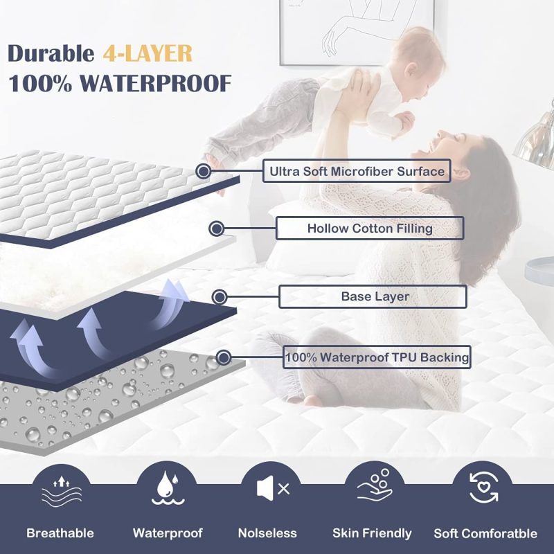 Bedding |  Cal King Size Waterproof Mattress Pad,Breathable And Noiseless Quilted Mattress Protector,Stretches Up To 21" Deep Pocket Hollow Cotton Filling Mattress Cover Bedding Bedding