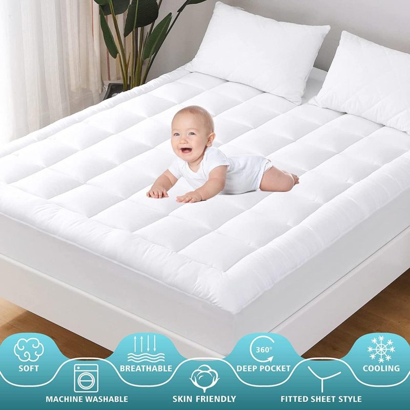 Bedding |  California King Size Mattress Topper, Pillow Top Cooling Mattress Pad Cover For Cal King Bed, 6-18 In Deep Pocket Alternative Hollow Cotton Filling Mattress Topper Cal King Size, White Bedding Bedding