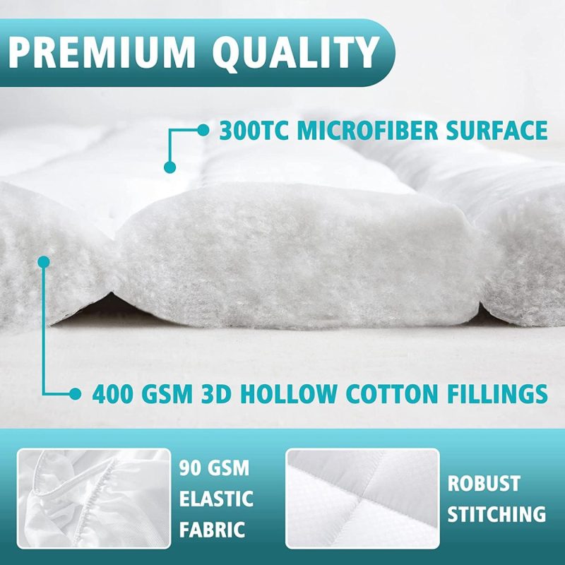 Bedding |  California King Size Mattress Topper, Pillow Top Cooling Mattress Pad Cover For Cal King Bed, 6-18 In Deep Pocket Alternative Hollow Cotton Filling Mattress Topper Cal King Size, White Bedding Bedding