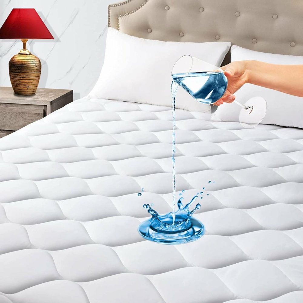 Bedding |  California King Size Quilted Fitted Waterproof Mattress Pad, Premium Hollow Material Filling Mattress Protector, Breathable, Quiet, Cooling, Machine-Washable Mattress Cover With 21" Deep Pocket Bedding 2 Pack Mattress Protector