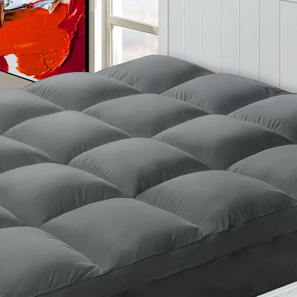 Bedding |  Chopinmoon Extra Thick King Mattress Topper, Cooling Mattress Pad Cover, Plush Quilted Pillow Top With Overfilled 4D Spiral Fiber,Grey Bedding Bedding