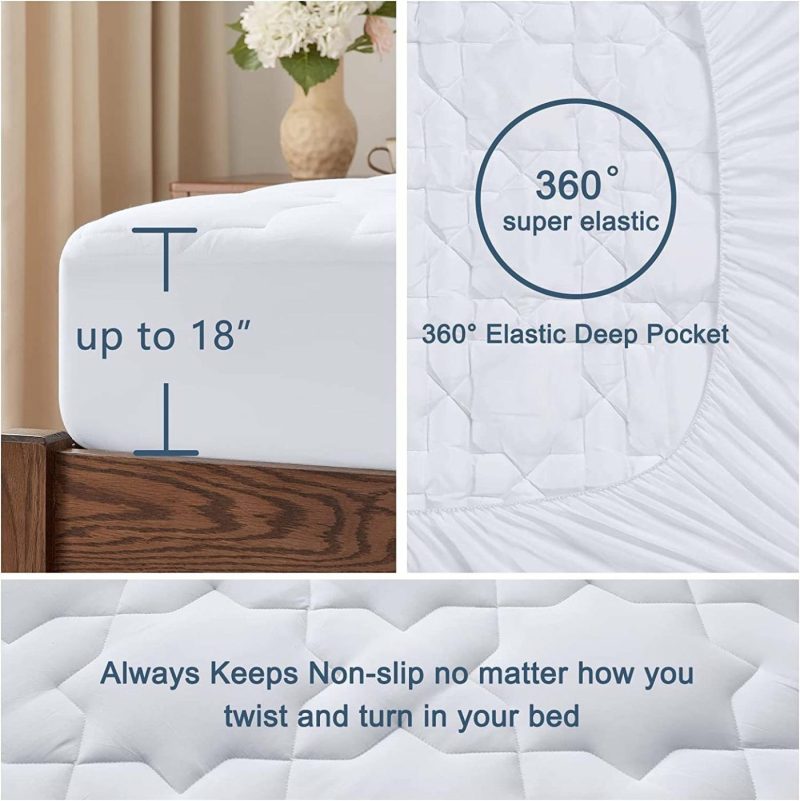 Bedding |  Cozylux Twin Xl Cotton Mattress Pad Deep Pocket Quilted Mattress Cover Extra Long For College Dorm Pillowtop Mattress Protector Up To 20", Fitted Sheet Mattress Cover, 39X80 Inches, White Bedding Bedding