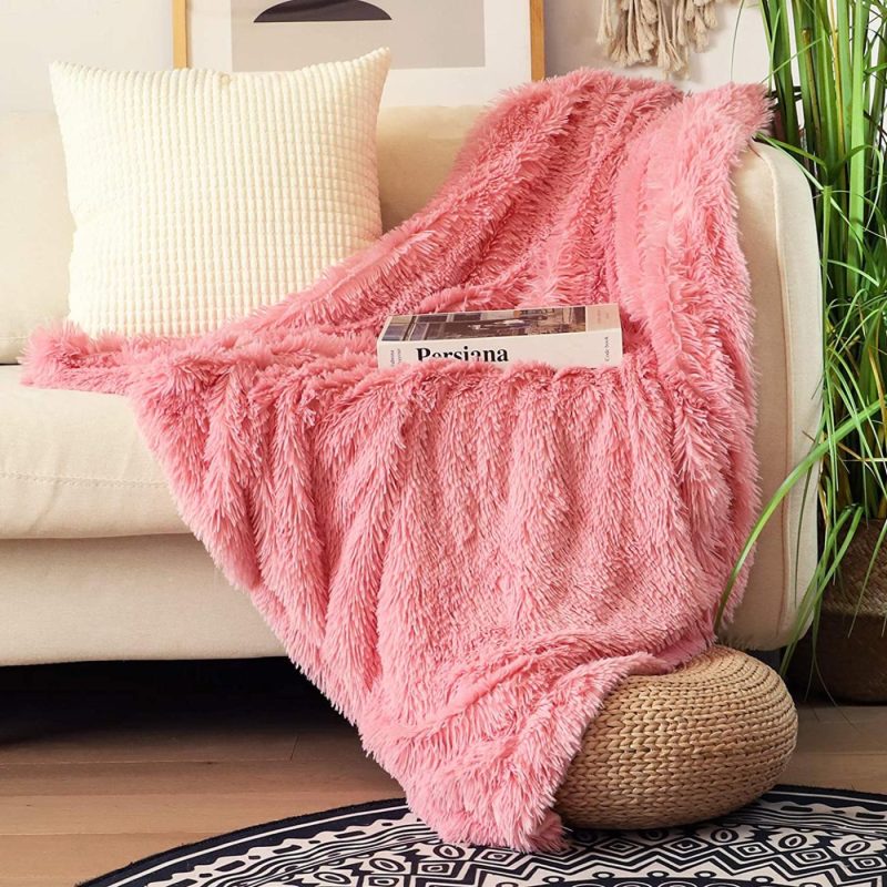 Bedding |  Decorative Extra Soft Faux Fur Throw Blanket 50" X 60",Solid Reversible Fuzzy Lightweight Long Hair Shaggy Blanket,Fluffy Cozy Plush Fleece Comfy Microfiber Fur Blanket For Couch Sofa Bed,Pure White Bedding Bedding