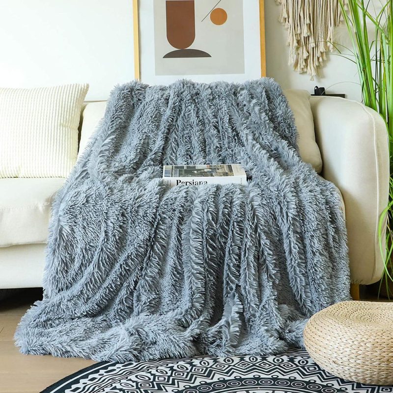 Bedding |  Decorative Extra Soft Faux Fur Throw Blanket 50" X 60",Solid Reversible Fuzzy Lightweight Long Hair Shaggy Blanket,Fluffy Cozy Plush Fleece Comfy Microfiber Fur Blanket For Couch Sofa Bed,Pure White Bedding Bedding